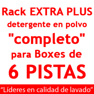 "RACK EXTRA PLUS "completo": para Boxes de 6 PISTAS Detergente en POLVO."