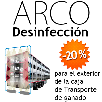 "ARCO de DESINFECCION para el EXTERIOR de la CAJA de transporte de GANADO"